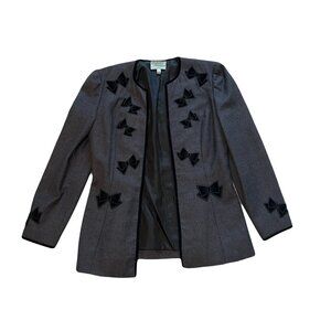 Pat Crowley Boutique Vintage Wool Jacket with Velvet Bows